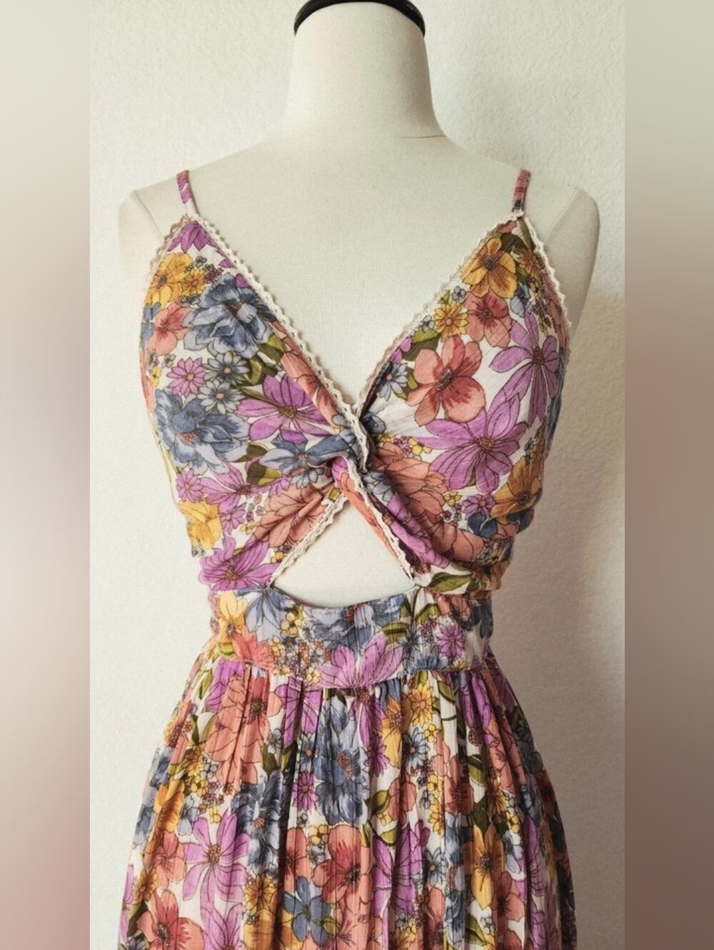 Floral Tie-Front Maxi Dress in Pink and Multi - Picture 4 of 4